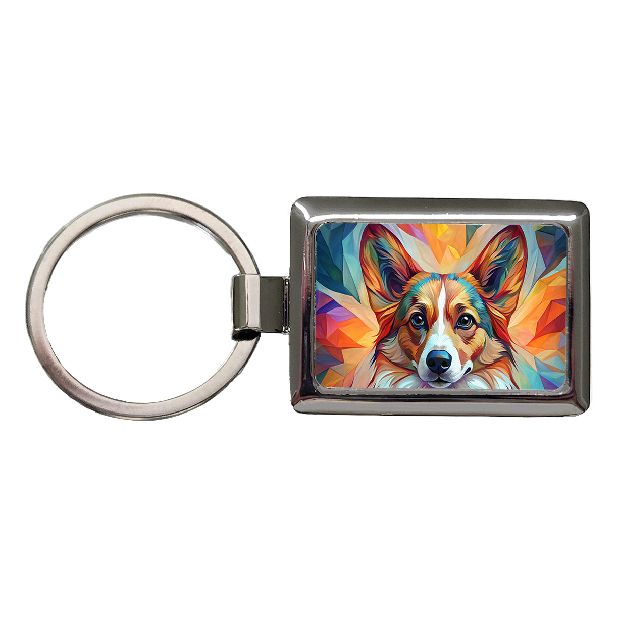 Cardigan Welsh Corgi Dog Abstract Stylized Art Rectangle Metal Keychain
