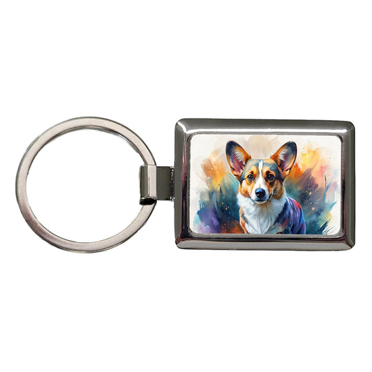 Cardigan Welsh Corgi Dog Contemporary Art Rectangle Metal Keychain