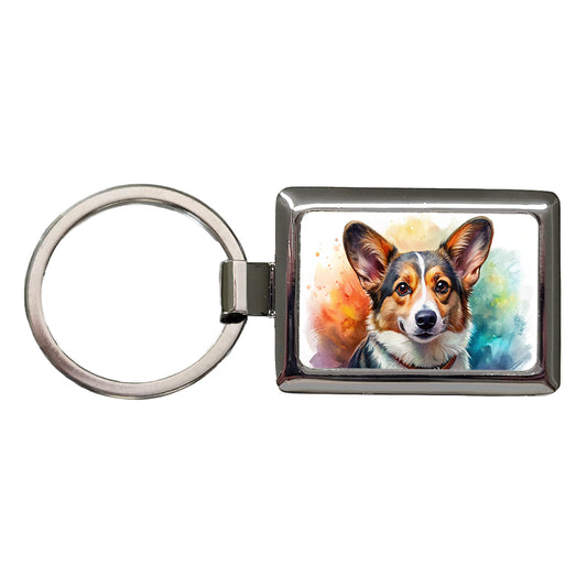 Cardigan Welsh Corgi Dog Illustration Rectangle Metal Keychain