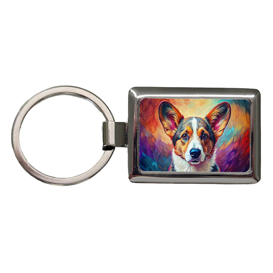 Cardigan Welsh Corgi Dog Pop Art Rectangle Metal Keychain