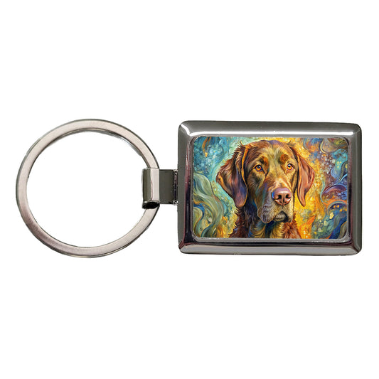 Chesapeake Bay Retriever Dog Abstract Art Rectangle Metal Keychain
