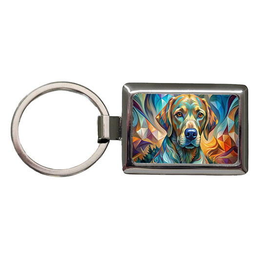 Chesapeake Bay Retriever Dog Abstract Stylized Art Rectangle Metal Keychain