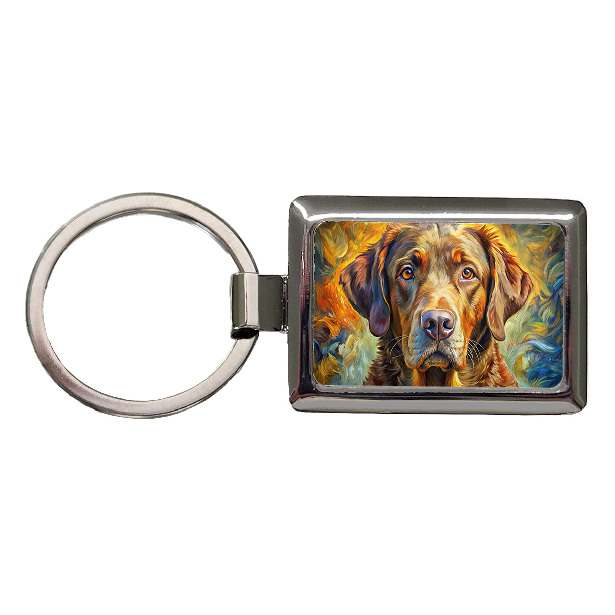 Chesapeake Bay Retriever Dog Expressionism Art Rectangle Metal Keychain