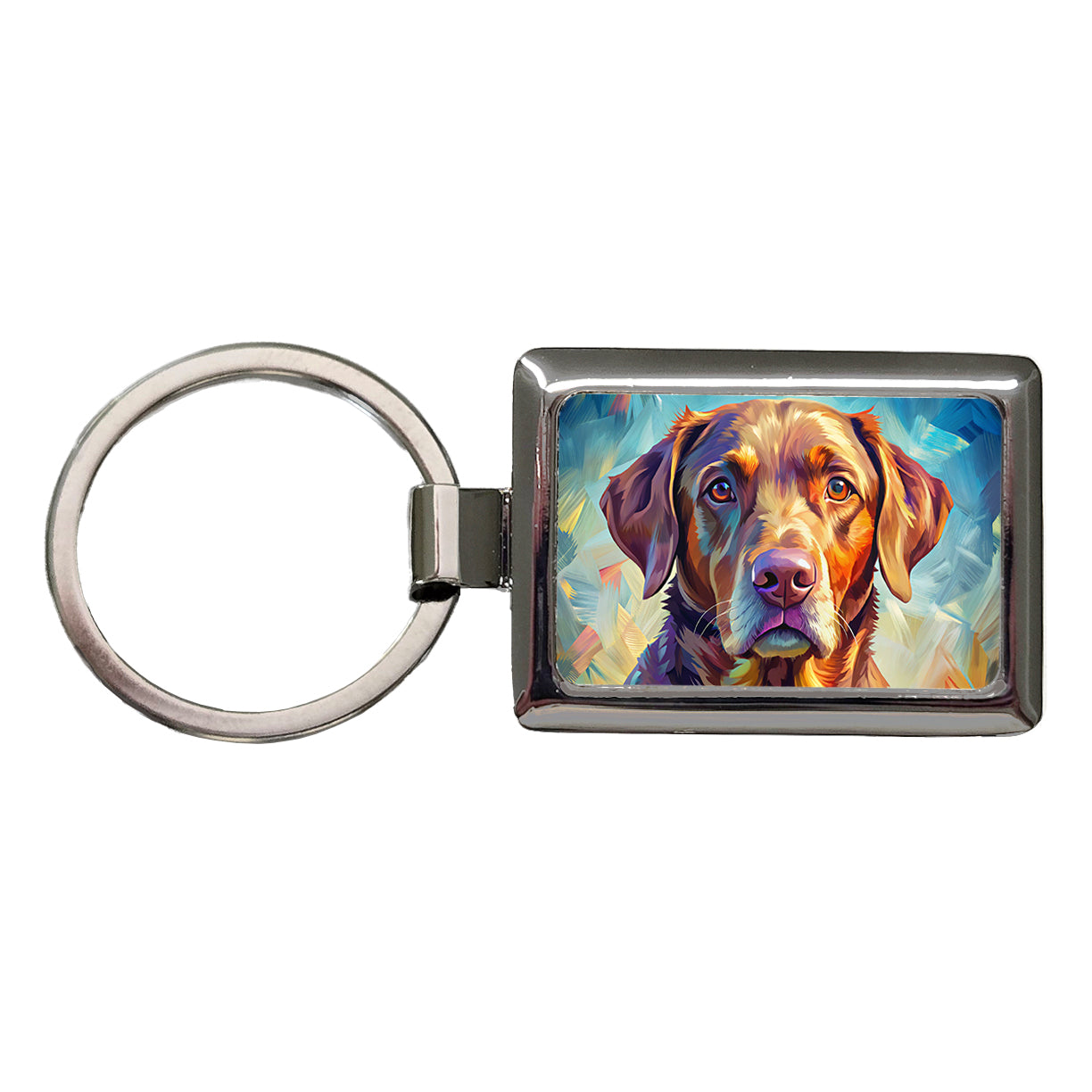 Chesapeake Bay Retriever Dog Pop Art Rectangle Metal Keychain