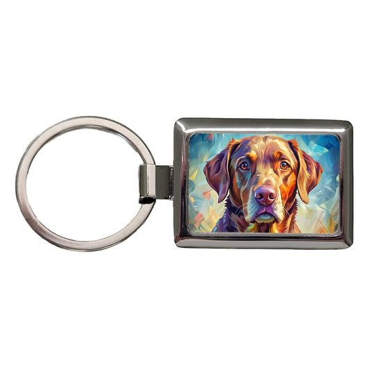 Chesapeake Bay Retriever Dog Pop Art Rectangle Metal Keychain
