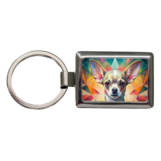 Chihuahua Dog Abstract Art Rectangle Metal Keychain