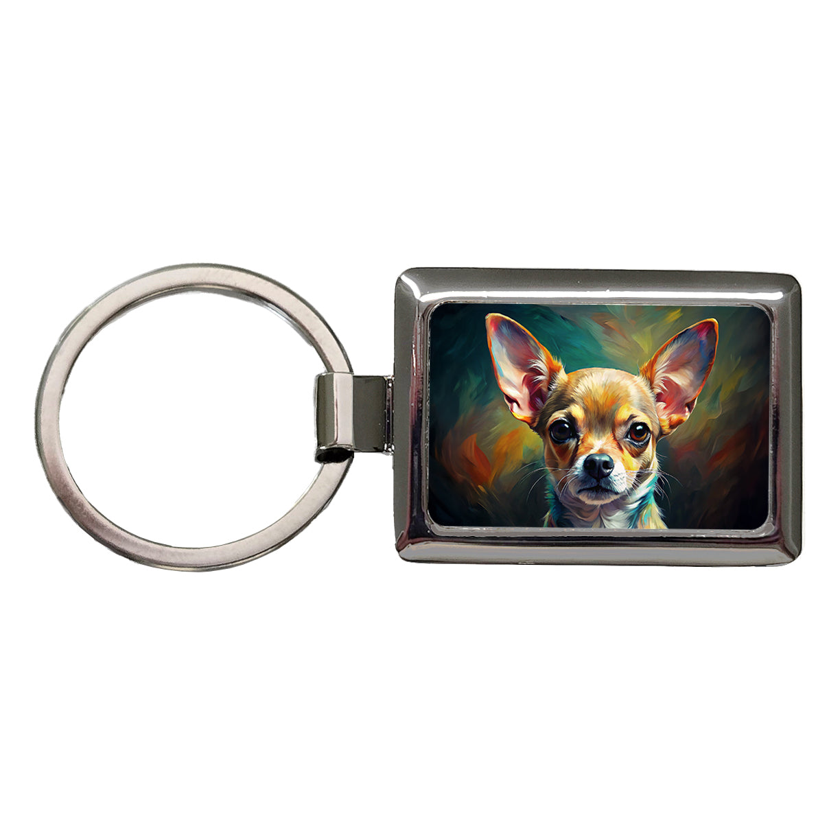 Chihuahua Dog Expressionism Art Rectangle Metal Keychain