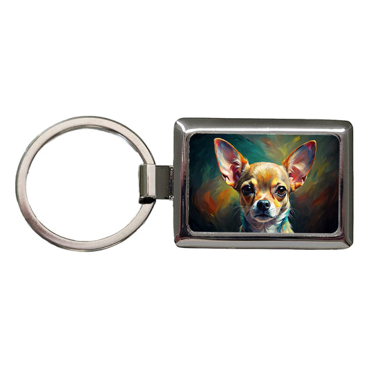 Chihuahua Dog Expressionism Art Rectangle Metal Keychain