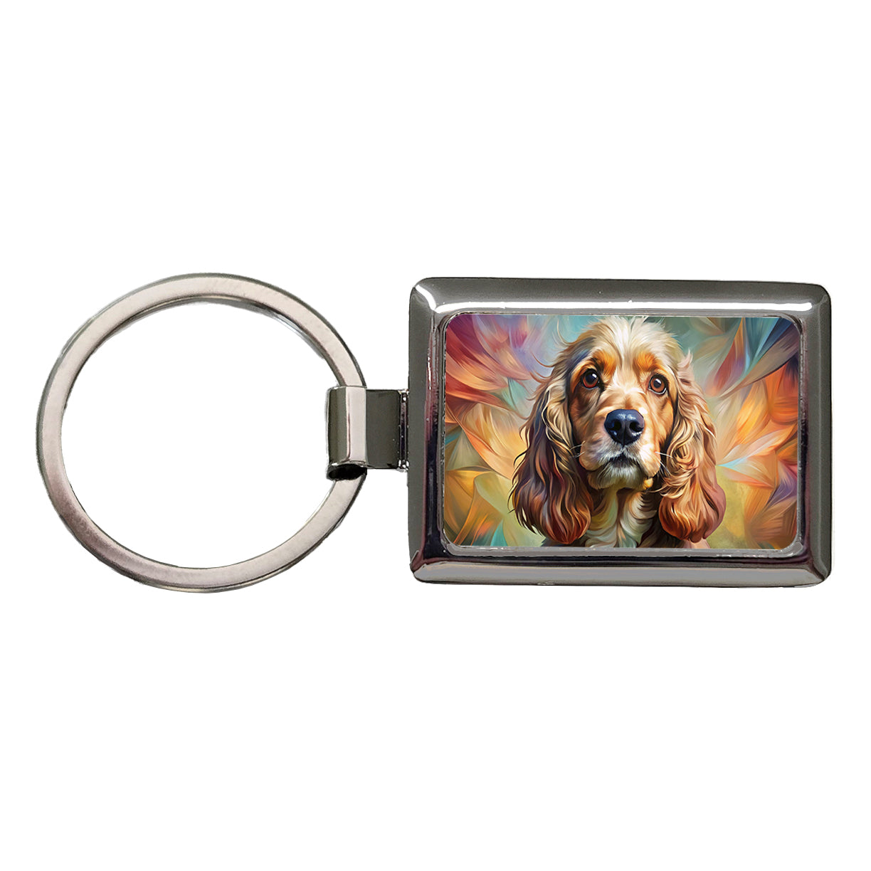 Cocker Spaniel Dog Abstract Art Rectangle Metal Keychain