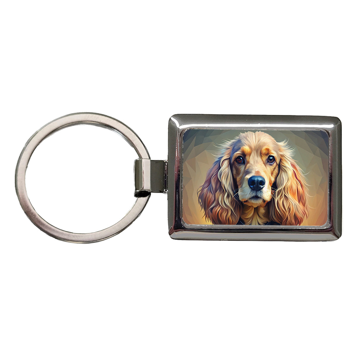 Cocker Spaniel Dog Abstract Stylized Art Rectangle Metal Keychain