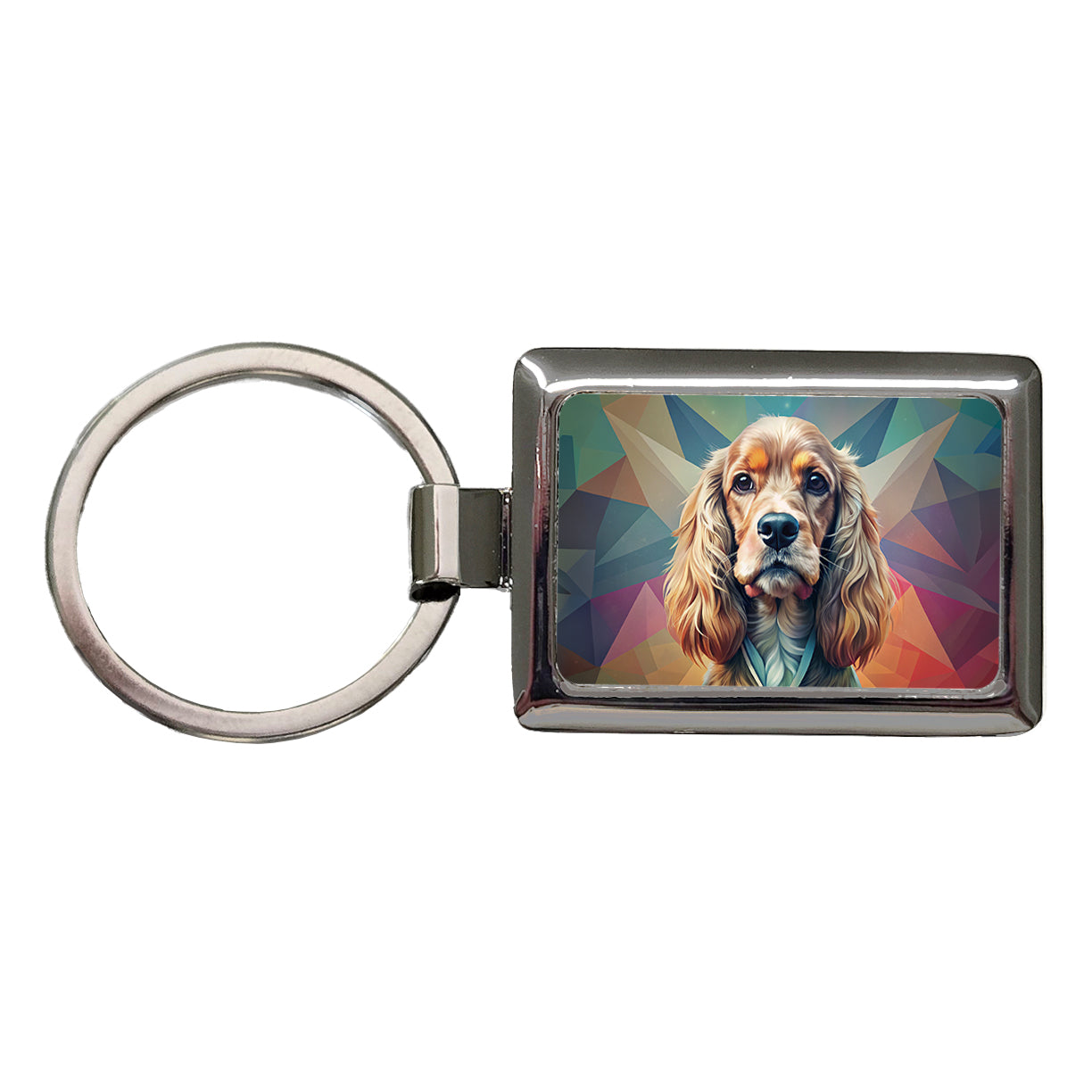 Cocker Spaniel Dog Contemporary Art Rectangle Metal Keychain