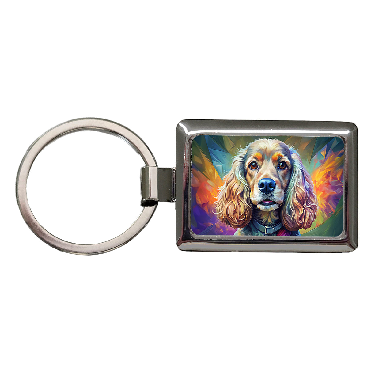Cocker Spaniel Dog Expressionism Art Rectangle Metal Keychain