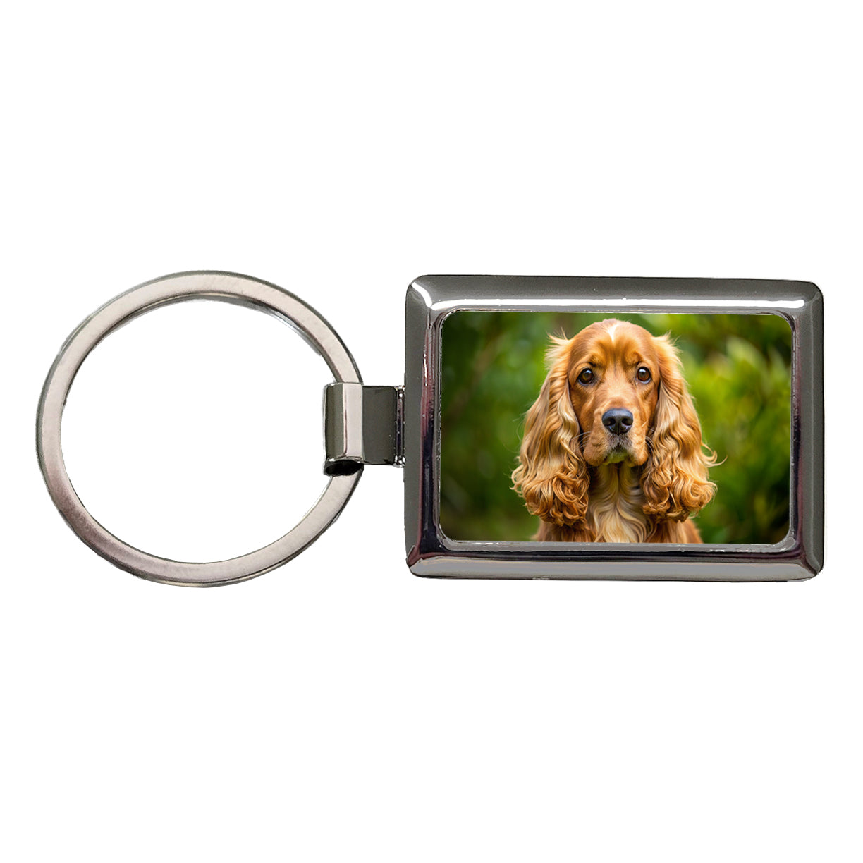 Cocker Spaniel Dog Photo Rectangle Metal Keychain