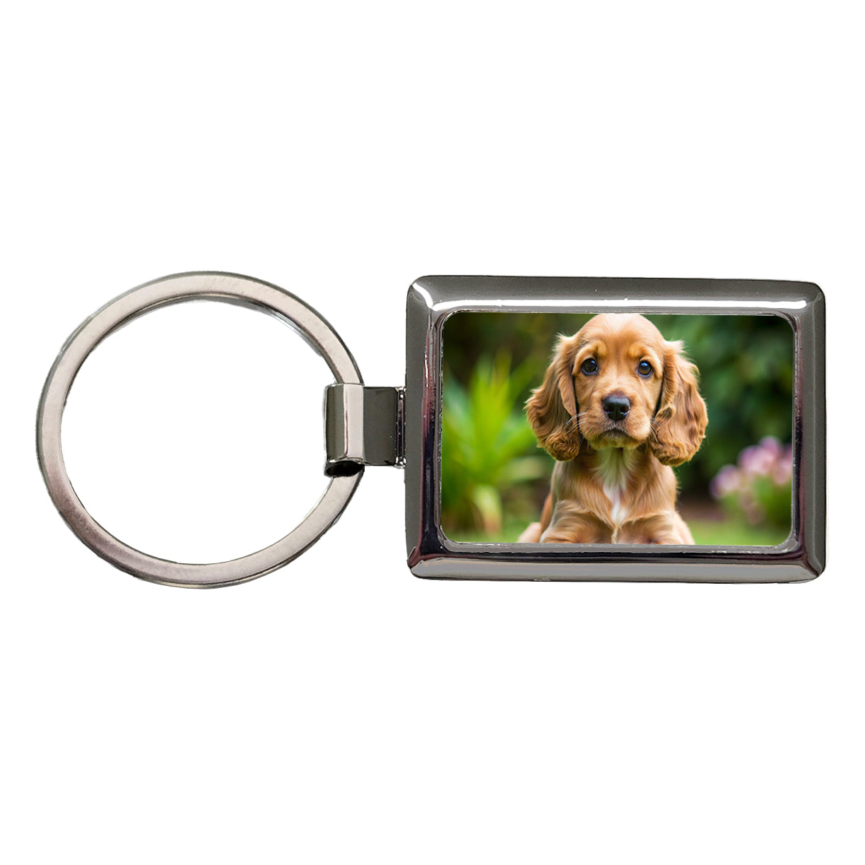 Cocker Spaniel Dog Puppy Photo Rectangle Metal Keychain