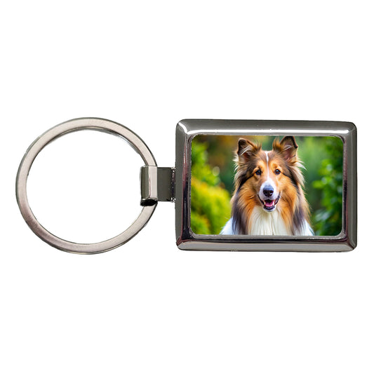 Collie Dog Photo Rectangle Metal Keychain
