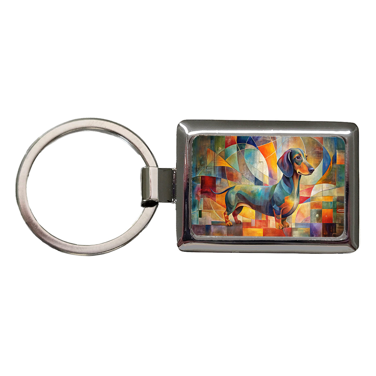 Dachshund Dog Abstract Art Rectangle Metal Keychain
