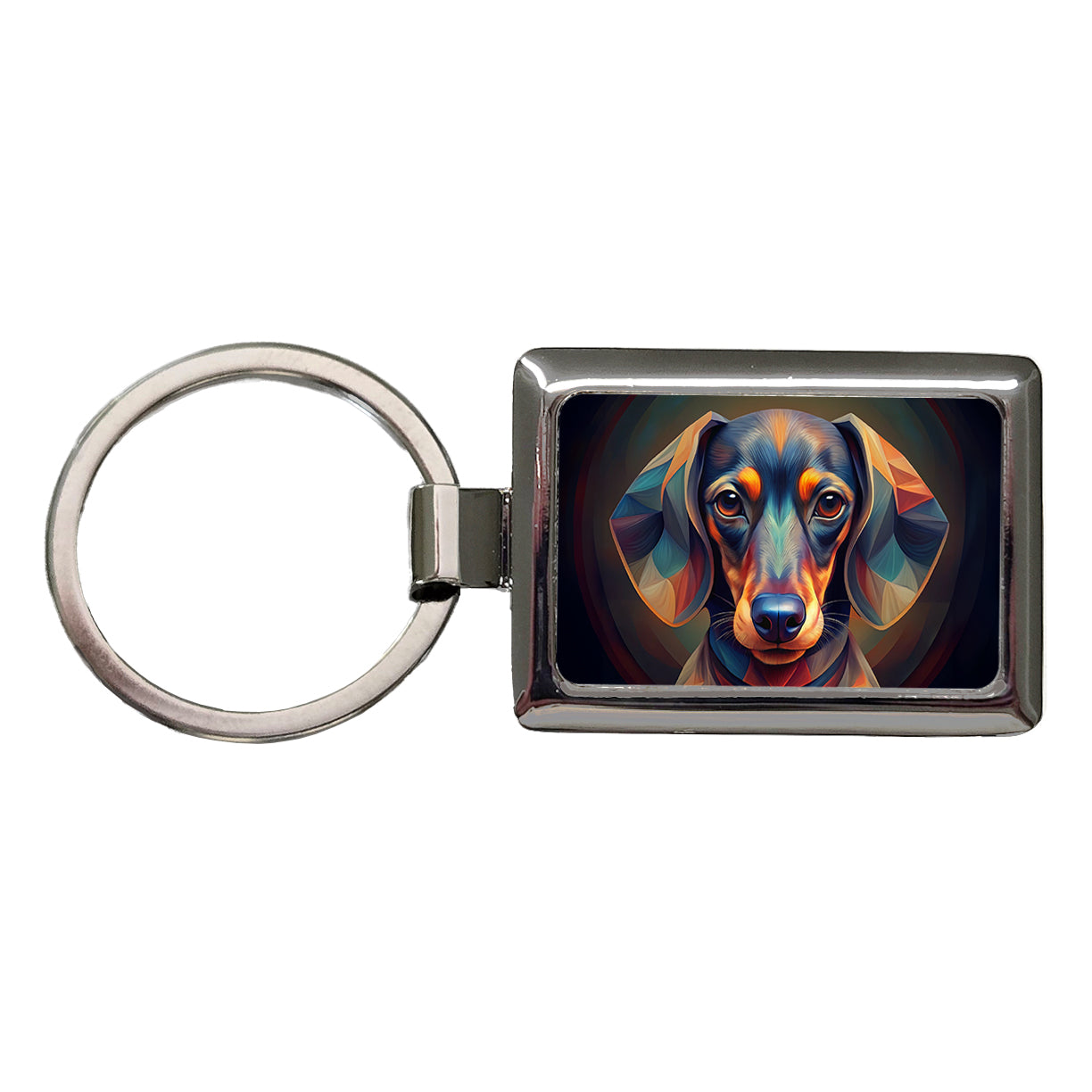Dachshund Dog Abstract Stylized Art Rectangle Metal Keychain