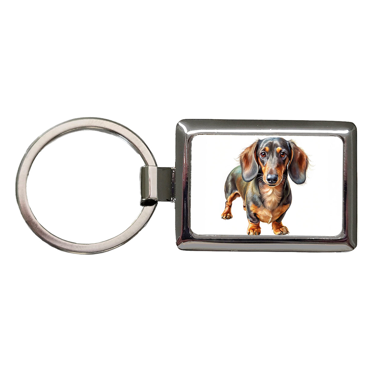 Dachshund Dog Illustration Rectangle Metal Keychain