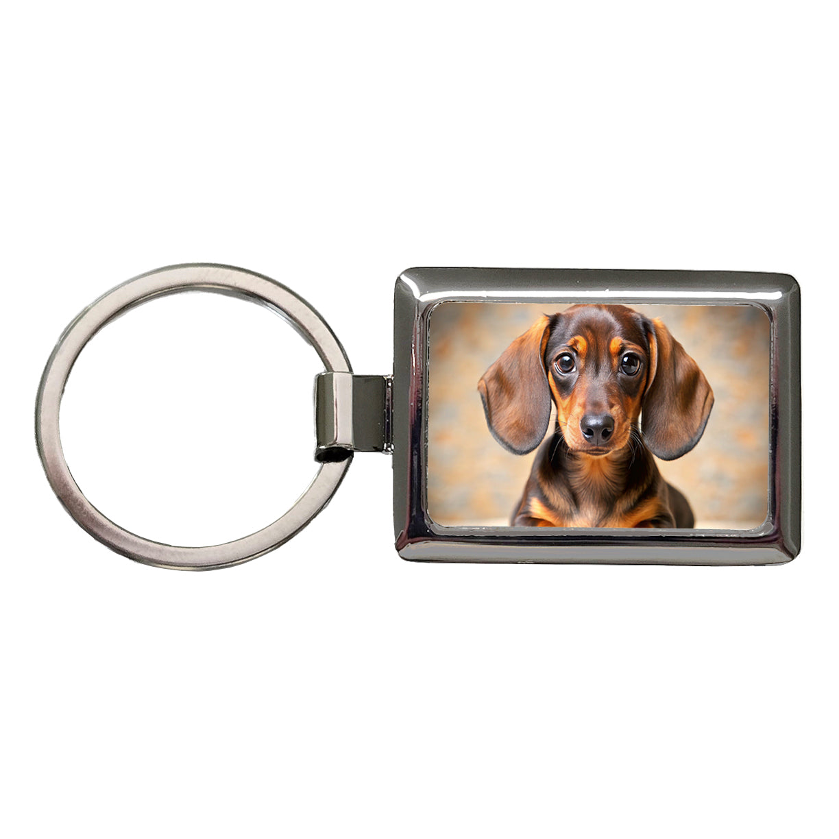 Dachshund Dog Puppy Photo Rectangle Metal Keychain