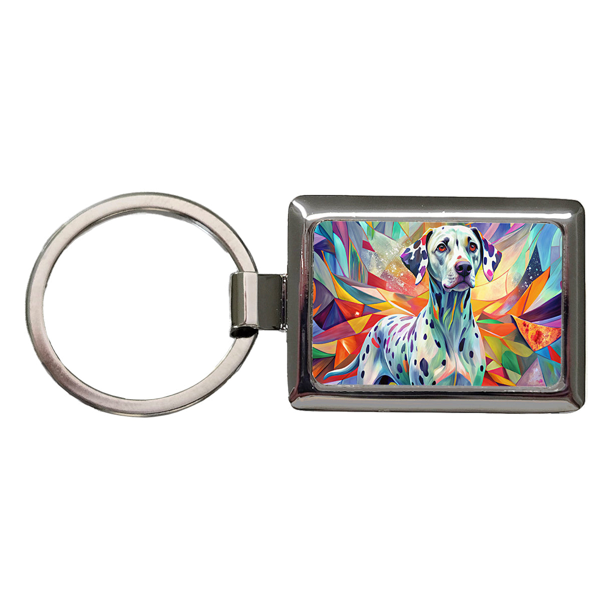 Dalmatian Dog Abstract Art Rectangle Metal Keychain