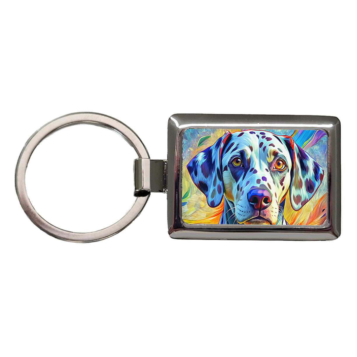Dalmatian Dog Pop Art Rectangle Metal Keychain