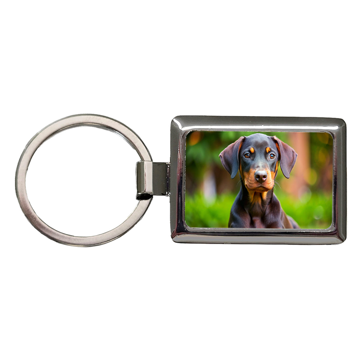 Doberman Pinscher Dog Puppy Photo Rectangle Metal Keychain