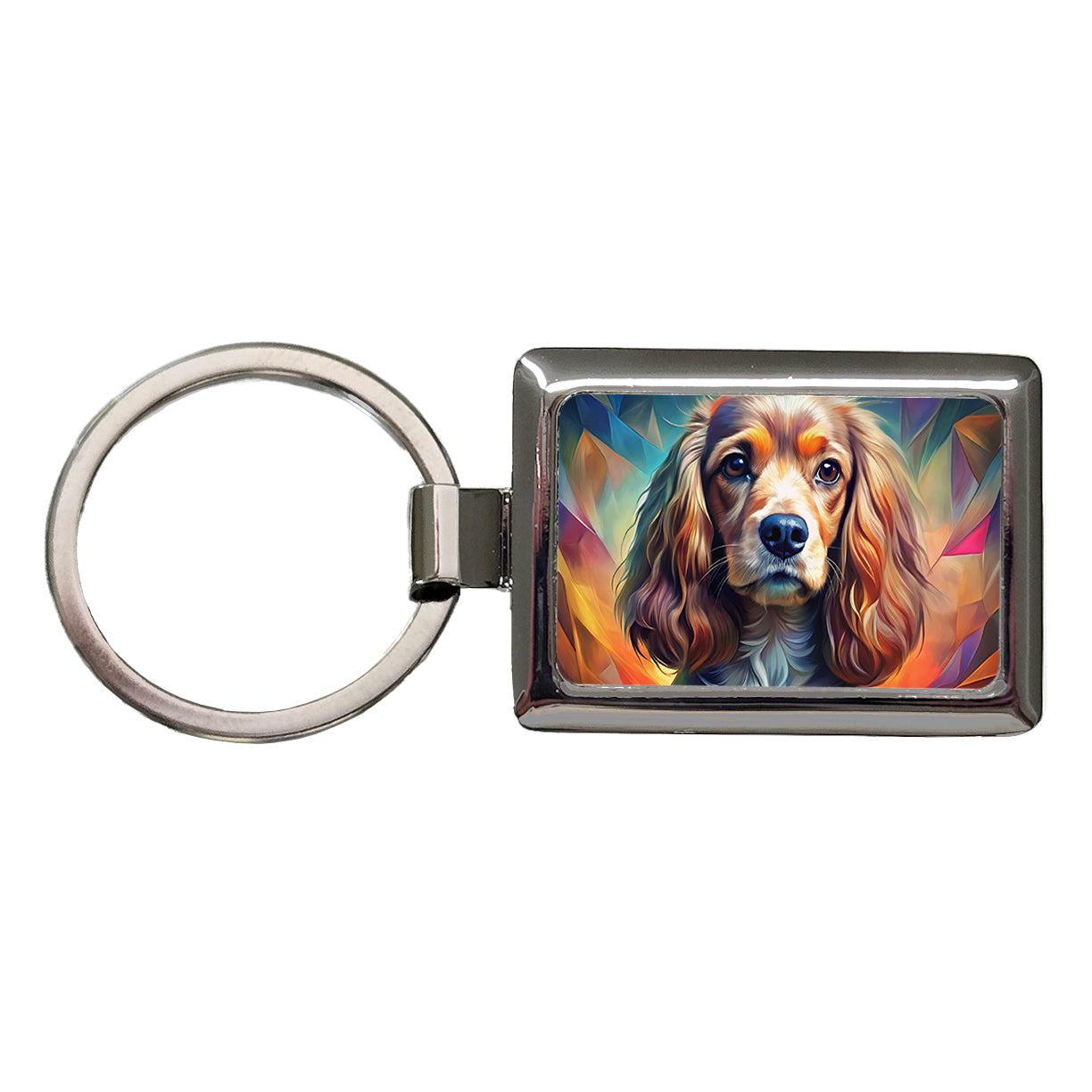 English Cocker Spaniel Dog Abstract Stylized Art Rectangle Metal Keychain
