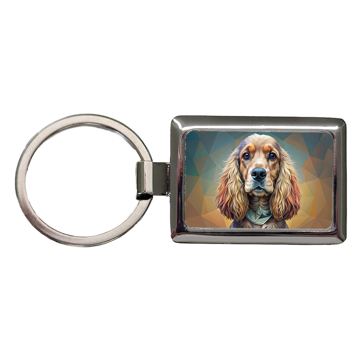English Cocker Spaniel Dog Contemporary Art Rectangle Metal Keychain