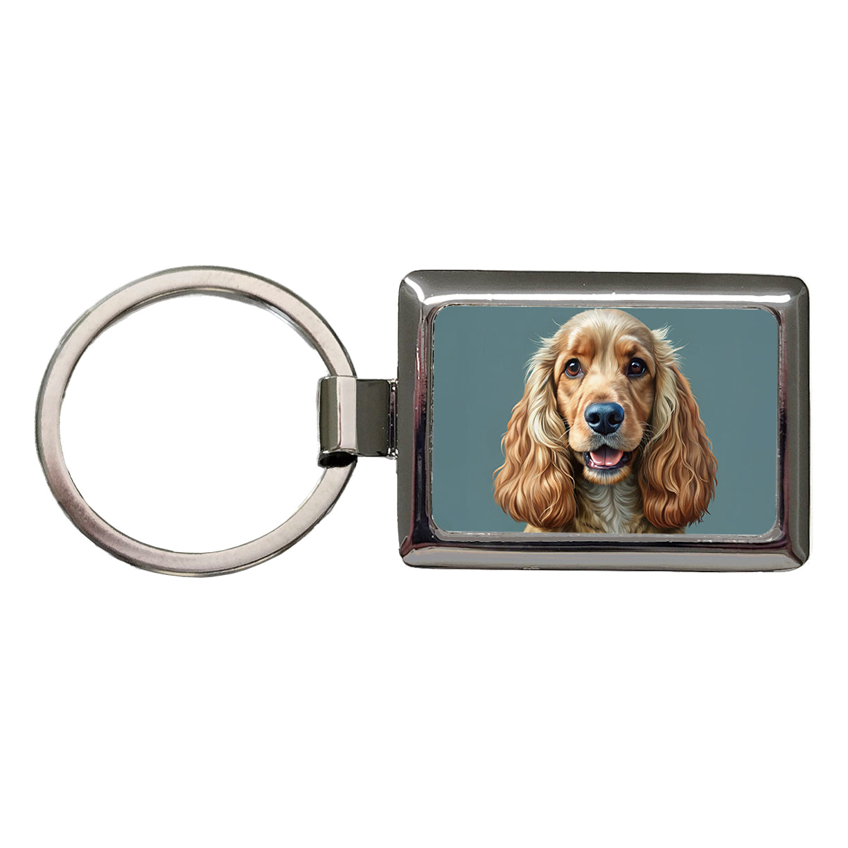 English Cocker Spaniel Dog Illustration Rectangle Metal Keychain