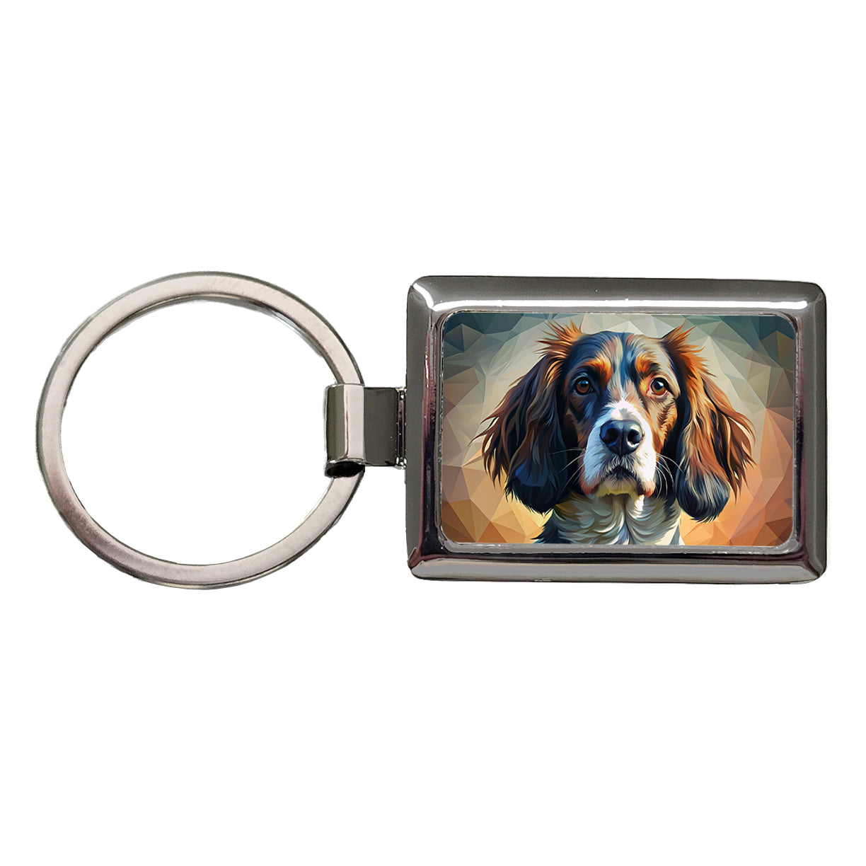 English Springer Spaniel Dog Abstract Stylized Art Rectangle Metal Keychain