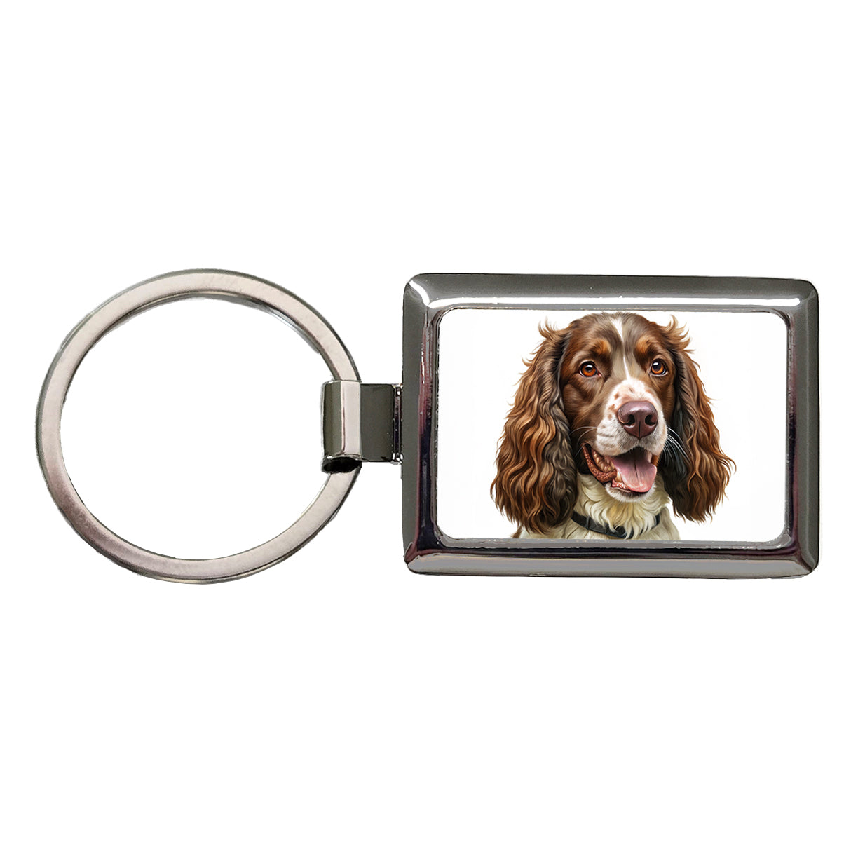 English Springer Spaniel Dog Illustration Rectangle Metal Keychain