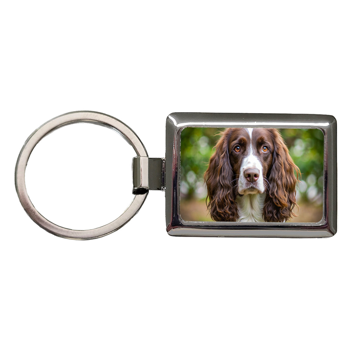 English Springer Spaniel Dog Photo Rectangle Metal Keychain