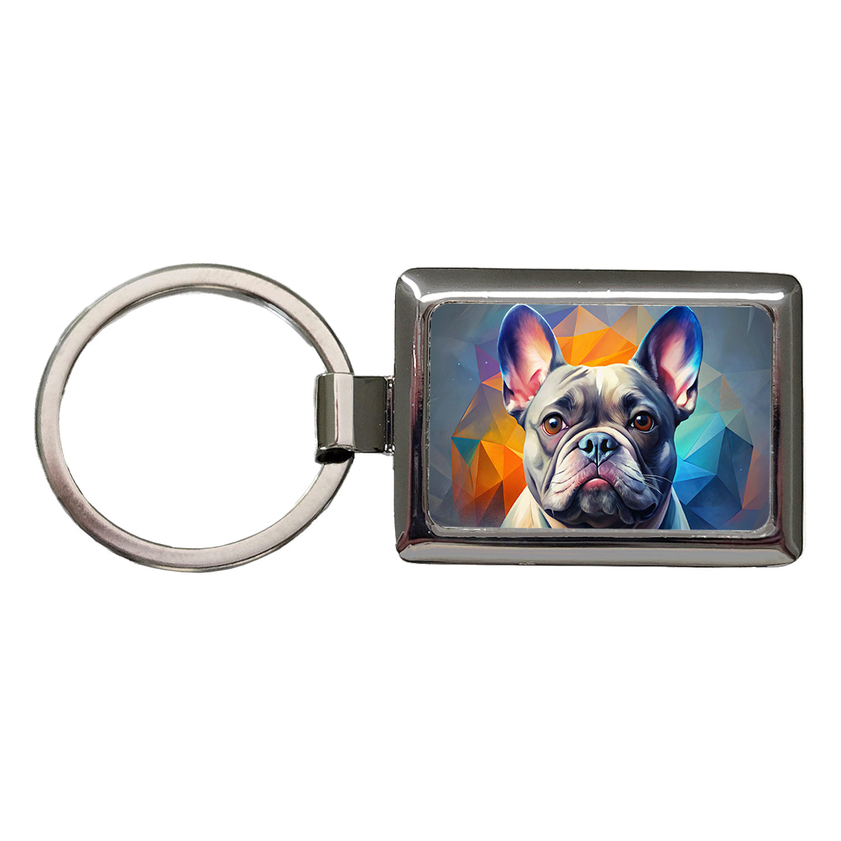 French Bulldog Frenchie Dog Contemporary Art Rectangle Metal Keychain