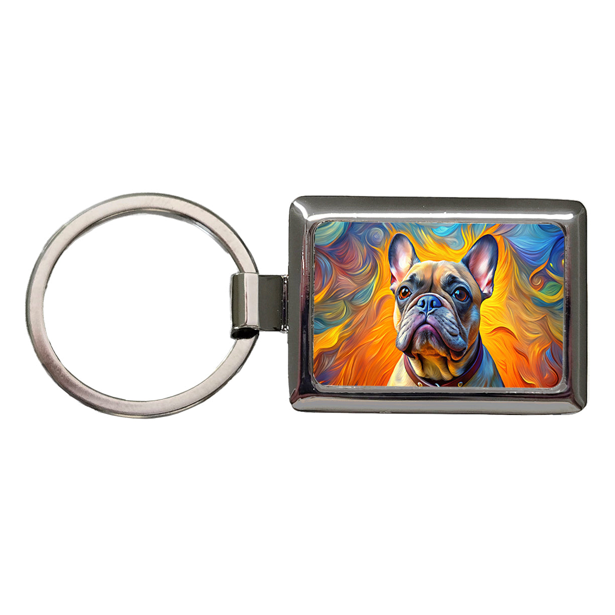 French Bulldog Frenchie Dog Expressionism Art Rectangle Metal Keychain
