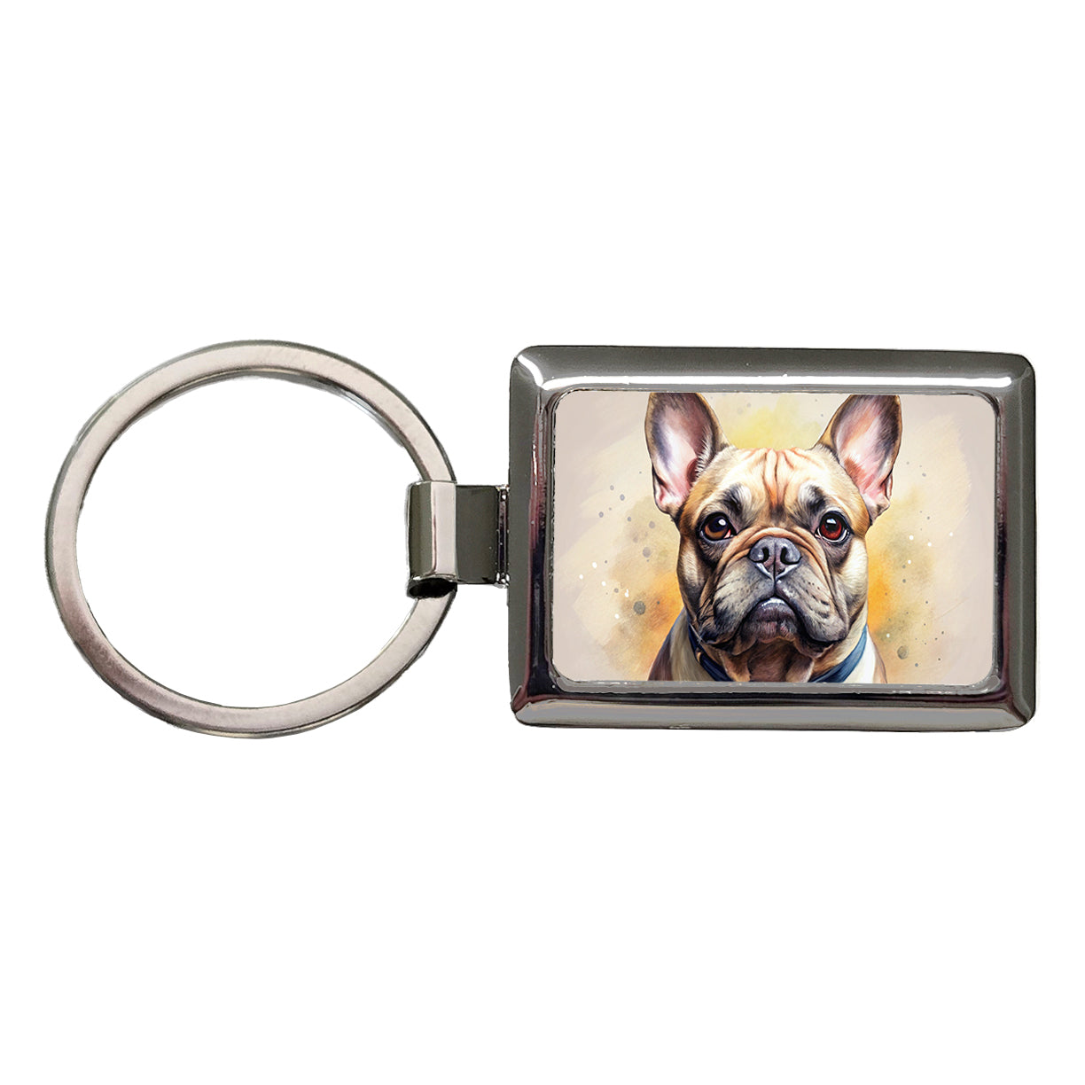 French Bulldog Frenchie Dog Illustration Rectangle Metal Keychain