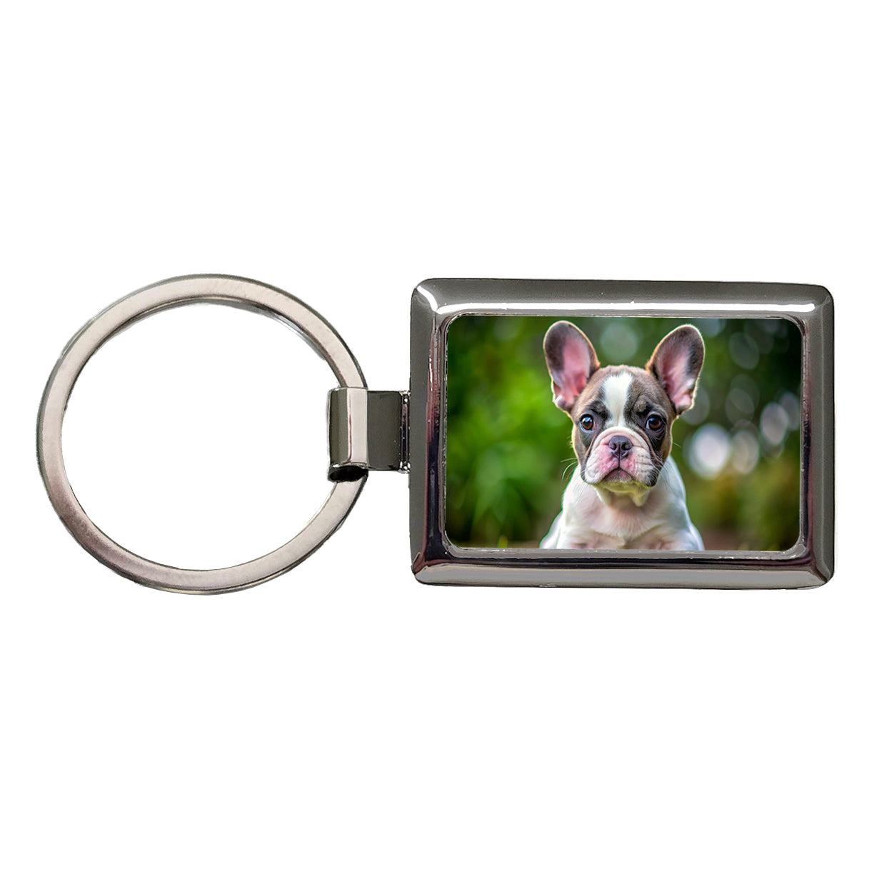 French Bulldog Frenchie Dog Puppy Photo Rectangle Metal Keychain