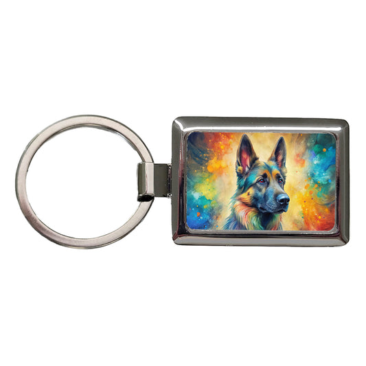 German Shepherd Dog Abstract Art Rectangle Metal Keychain
