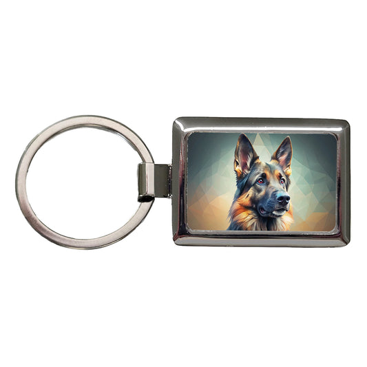 German Shepherd Dog Contemporary Art Rectangle Metal Keychain