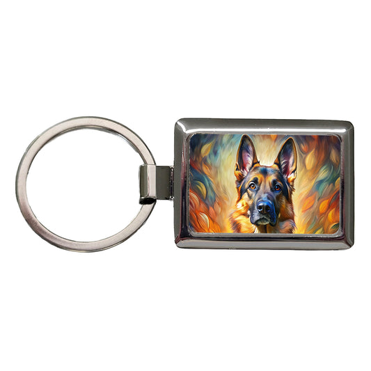 German Shepherd Dog Expressionism Art Rectangle Metal Keychain