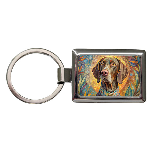 German Shorthaired Pointer Dog Bohemian Art Rectangle Metal Keychain