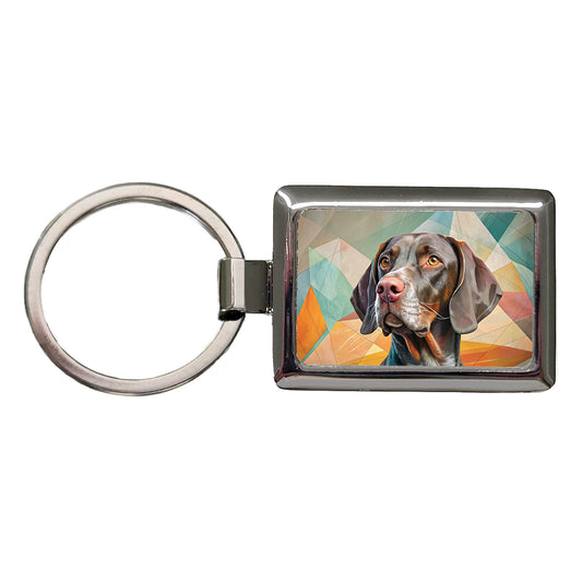 German Shorthaired Pointer Dog Contemporary Art Rectangle Metal Keychain