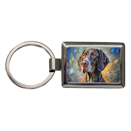 German Shorthaired Pointer Dog Expressionism Art Rectangle Metal Keychain