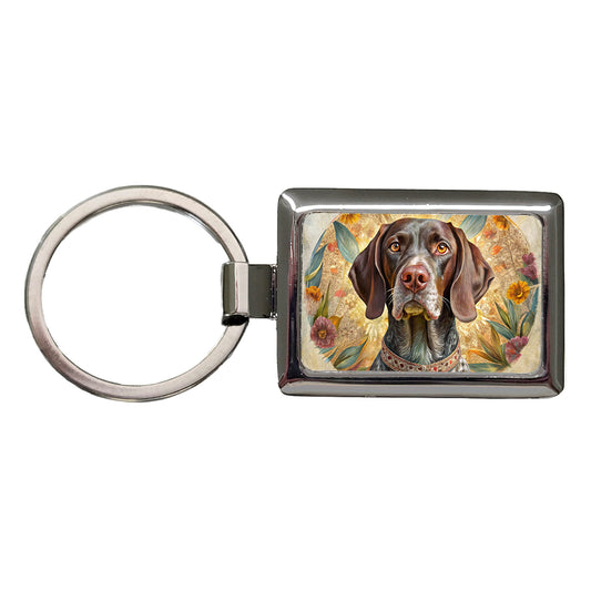 German Shorthaired Pointer Dog French Bohemian Art Rectangle Metal Keychain
