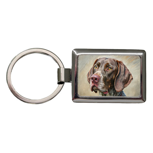 German Shorthaired Pointer Dog Illustration Rectangle Metal Keychain