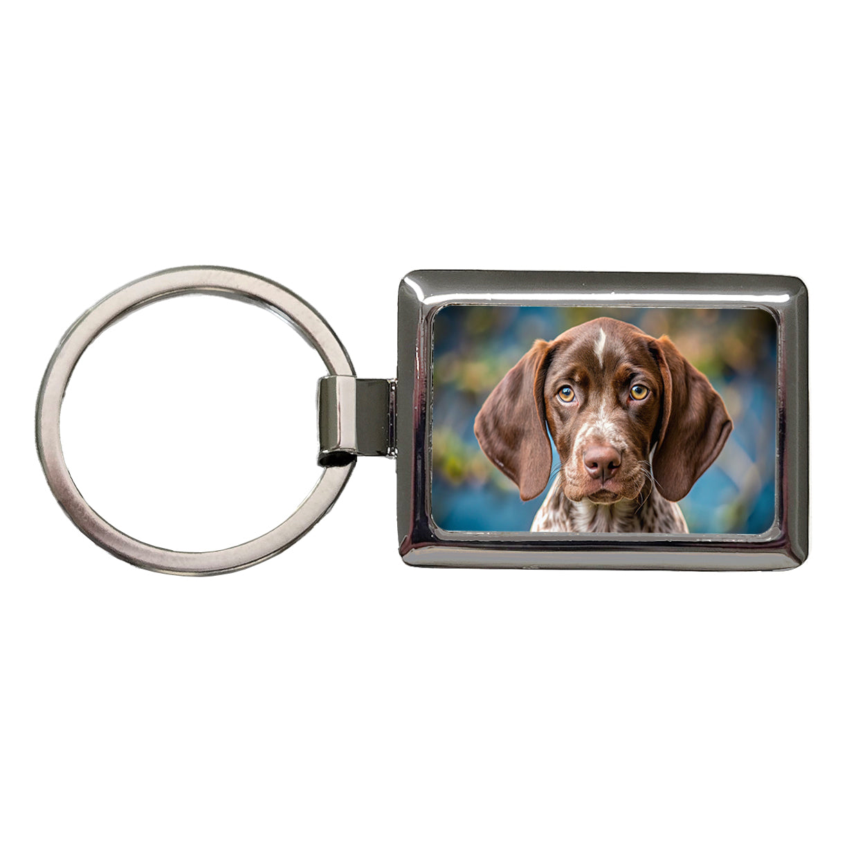 German Shorthaired Pointer Dog Puppy Photo Rectangle Metal Keychain