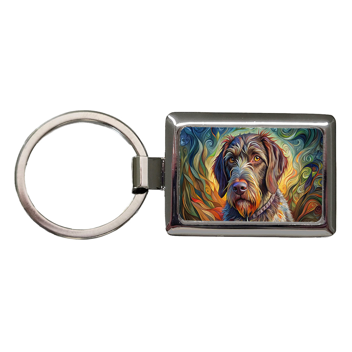German Wirehaired Pointer Dog Abstract Art Rectangle Metal Keychain