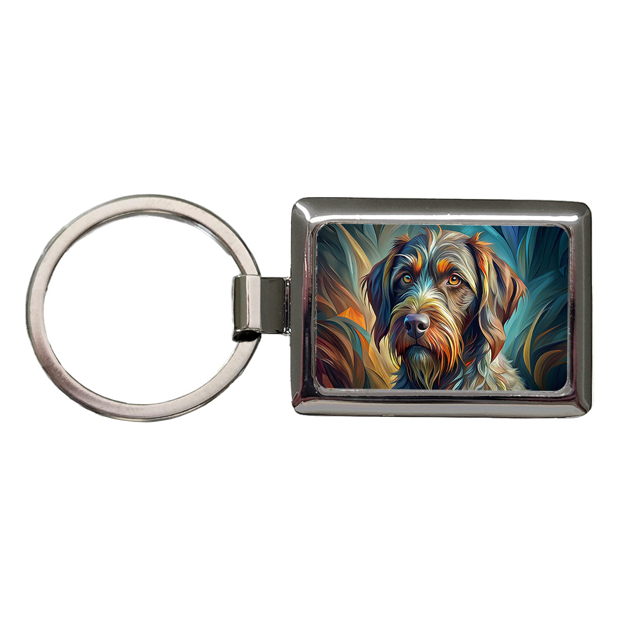 German Wirehaired Pointer Dog Abstract Stylized Art Rectangle Metal Keychain