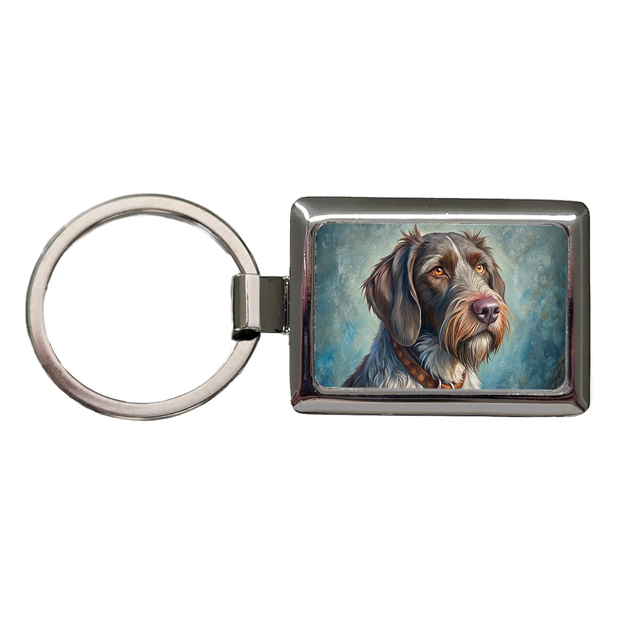 German Wirehaired Pointer Dog Illustration Rectangle Metal Keychain