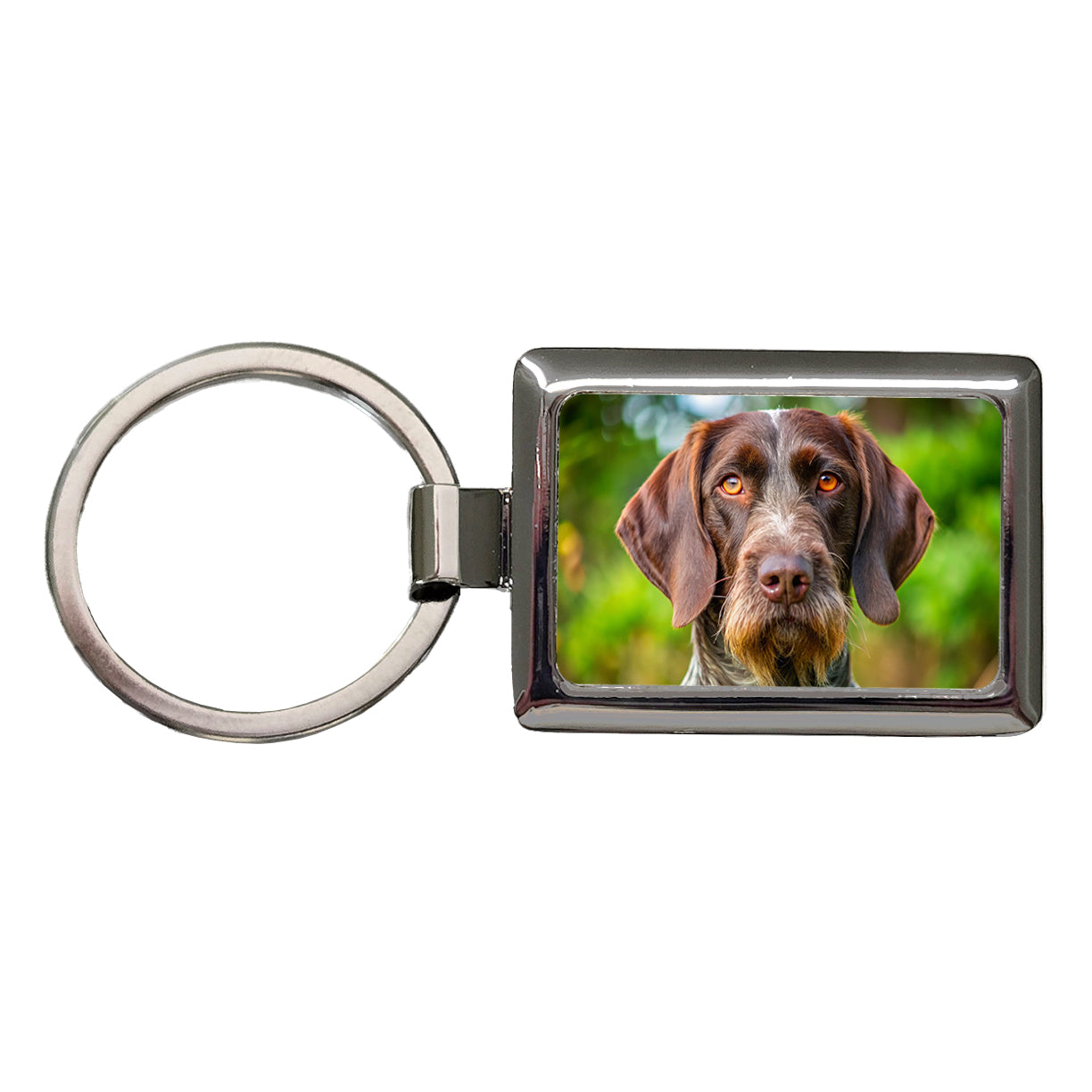 German Wirehaired Pointer Dog Photo Rectangle Metal Keychain
