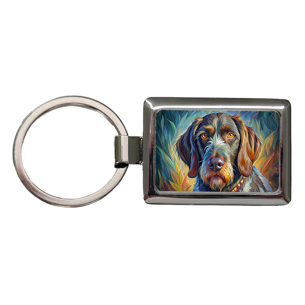 German Wirehaired Pointer Dog Pop Art Rectangle Metal Keychain